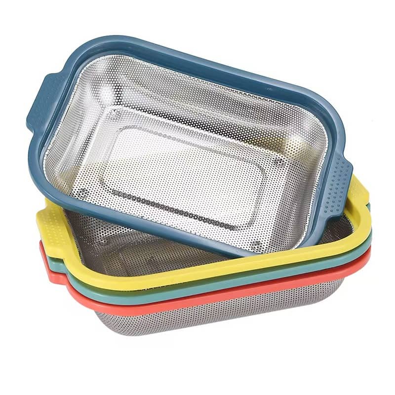 Square Fine Hole Basket with Plastic Rim