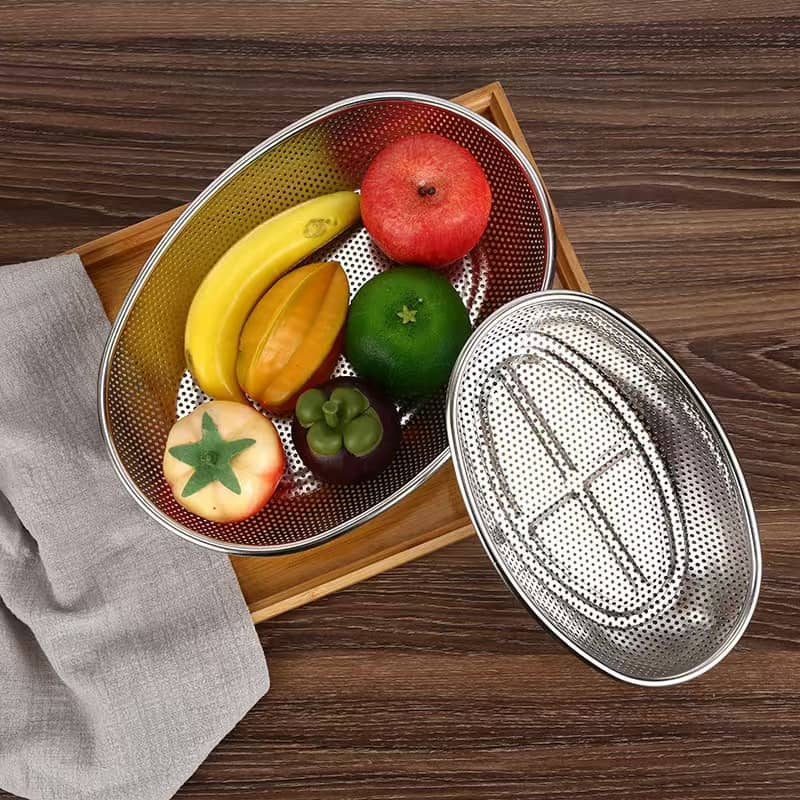 Oval stainless steel fine hole basket