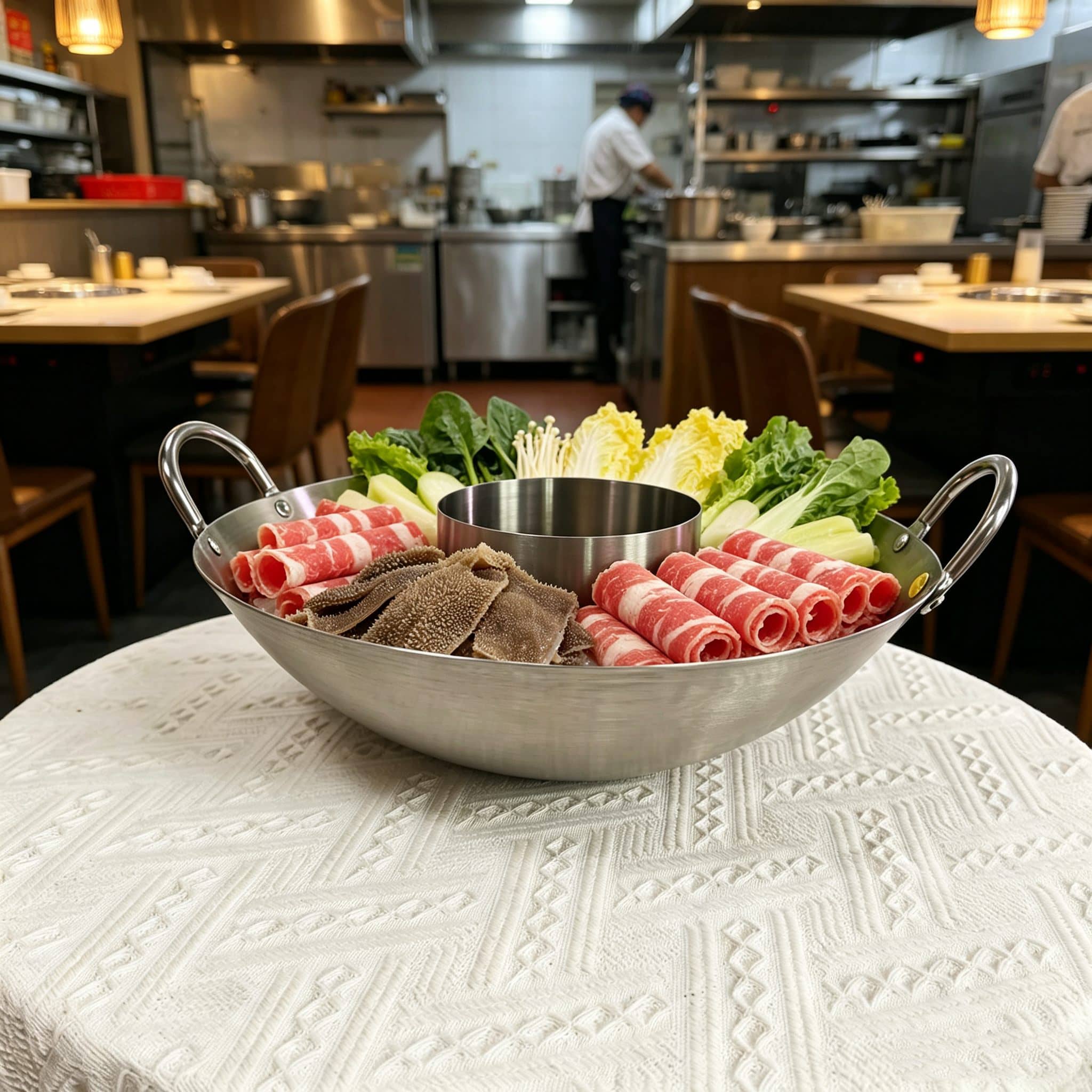 Commercial Round Bottom Dual-Core Hot Pot