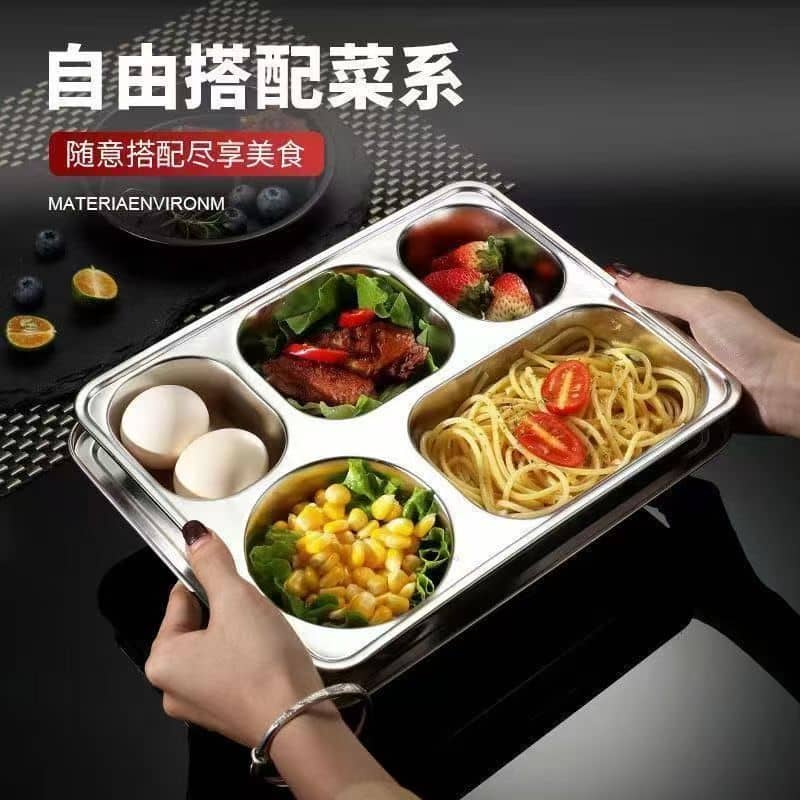 5 Compartment Stainless Steel Food Tray
